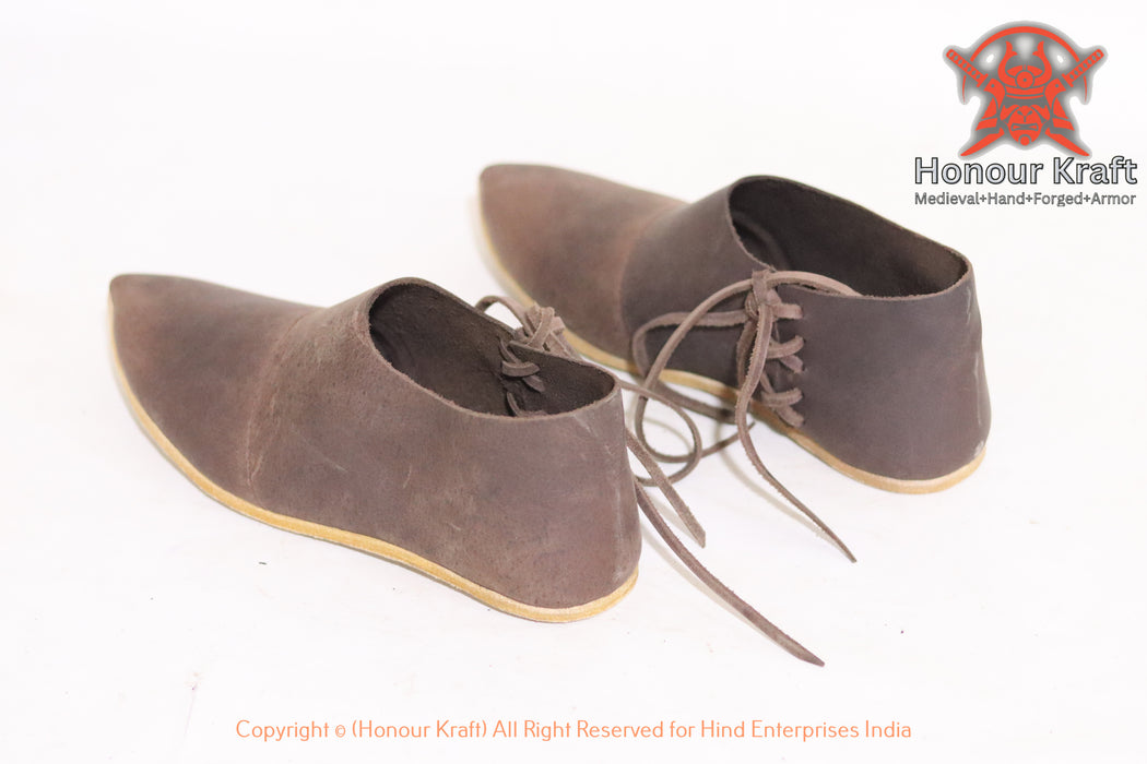 Medieval Haithabu Turn Shoes Lace-Up – Handmade Viking Leather Shoes for Reenactment, LARP & SCA