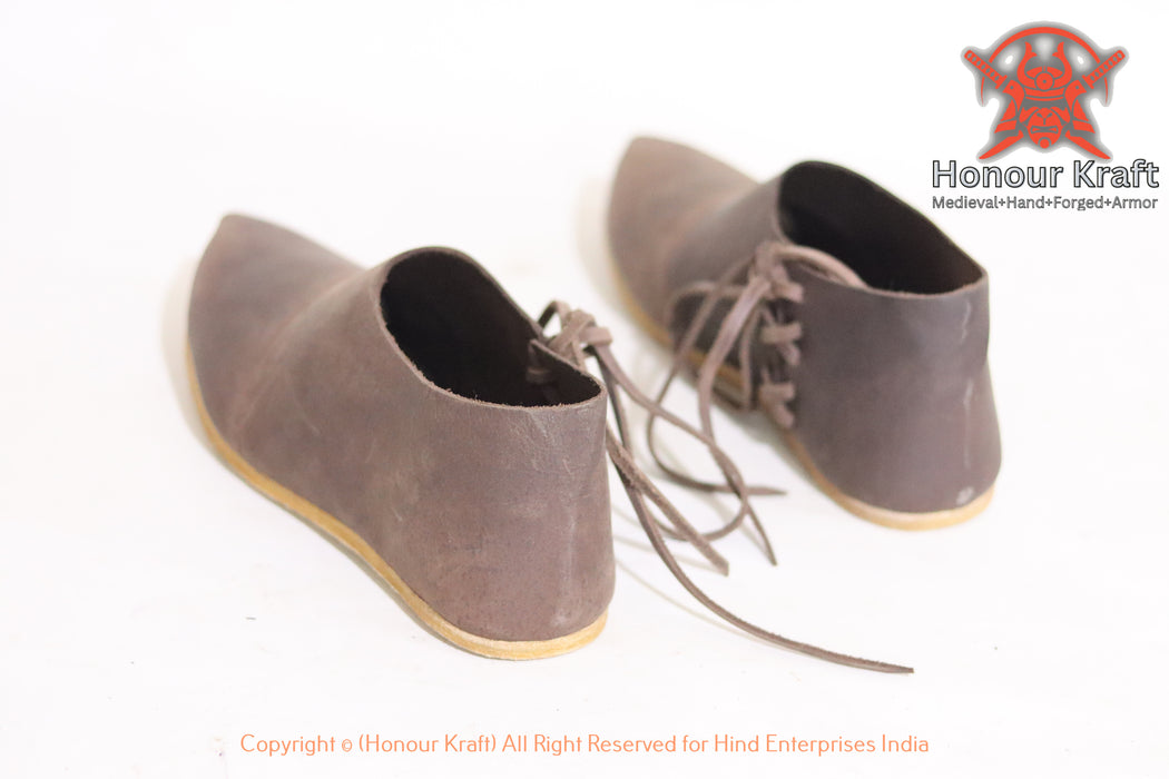 Medieval Haithabu Turn Shoes Lace-Up – Handmade Viking Leather Shoes for Reenactment, LARP & SCA