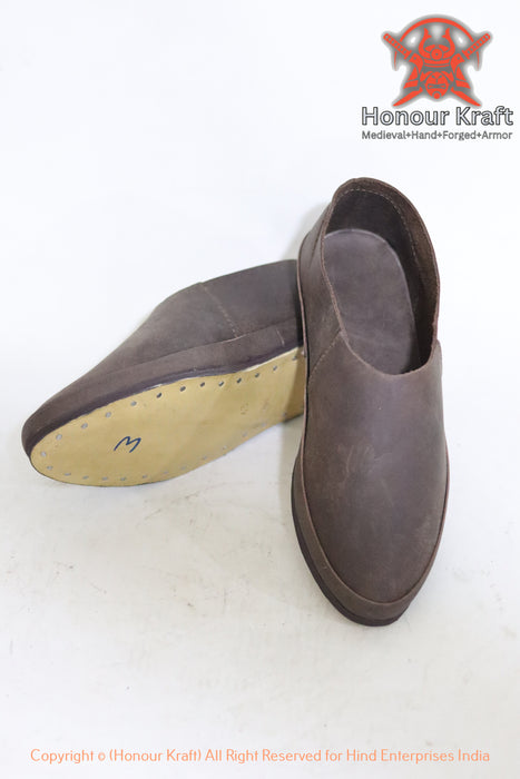 Medieval Haithabu Turn Shoes – Handmade Viking Leather Slip-On Shoes for Reenactment, LARP & SCA