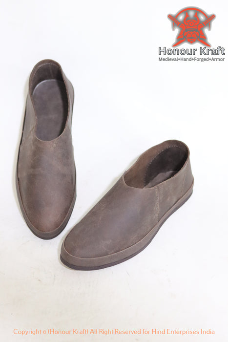 Medieval Haithabu Turn Shoes – Handmade Viking Leather Slip-On Shoes for Reenactment, LARP & SCA