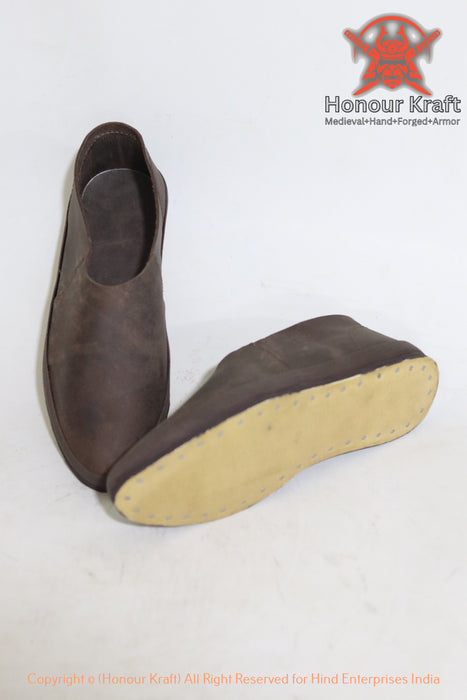 Medieval Haithabu Turn Shoes – Handmade Viking Leather Slip-On Shoes for Reenactment, LARP & SCA