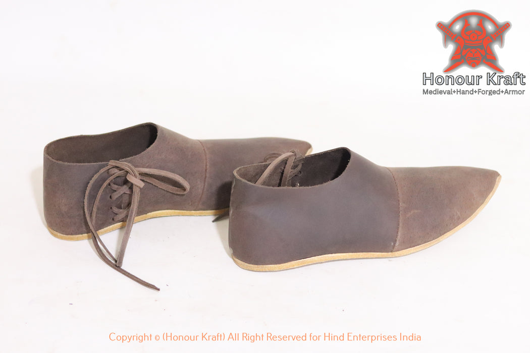 Medieval Haithabu Turn Shoes Lace-Up – Handmade Viking Leather Shoes for Reenactment, LARP & SCA