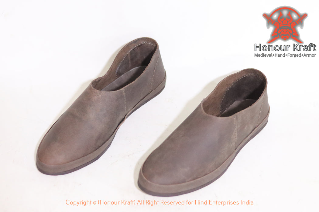 Medieval Haithabu Turn Shoes – Handmade Viking Leather Slip-On Shoes for Reenactment, LARP & SCA