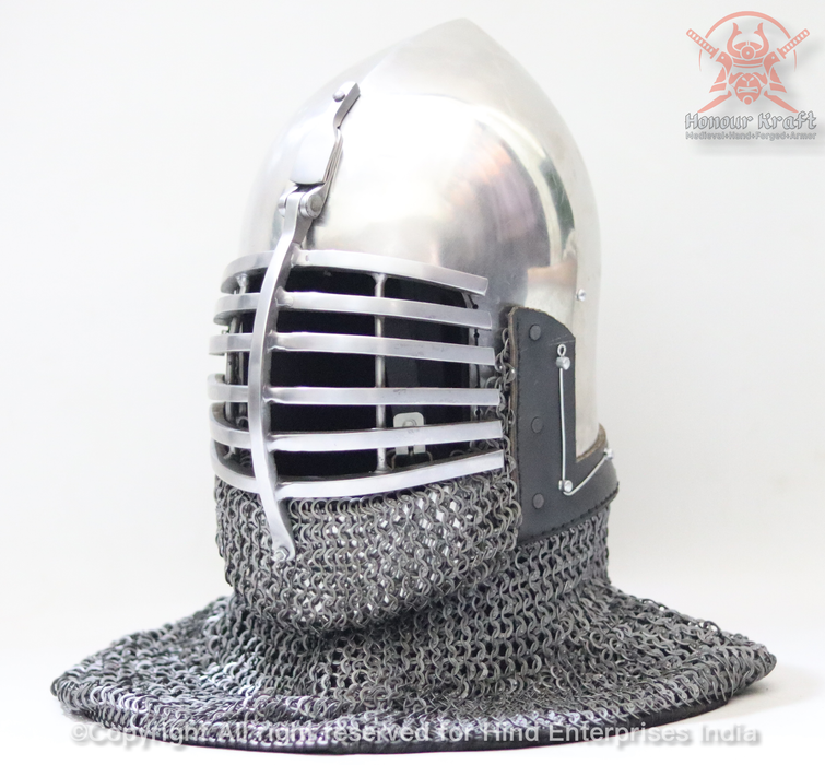 handcrafted medieval bascinet helmet