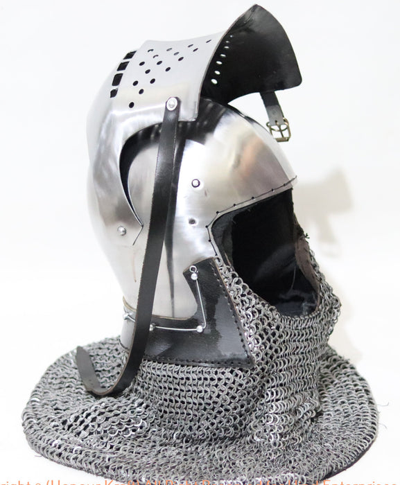 medieval helmet with ventilation holes