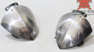 Medieval steel tear drop shoulder armor front view