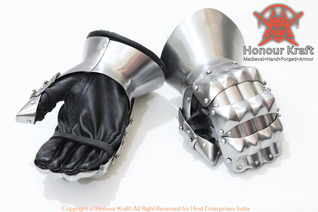 plated mitten gauntlets for full-contact buhurt
flexible segmented steel mittens for fighters