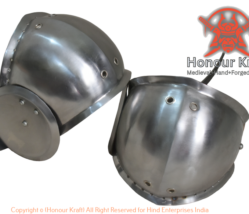 pair of medieval armor knee cops for medieval reenactment
