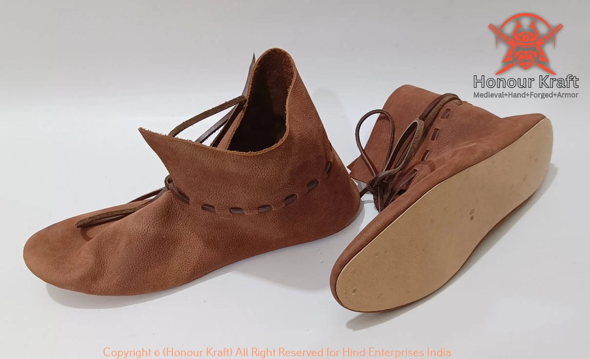 Period correct medieval turn shoes leather