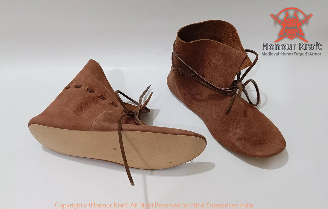 Historical medieval low shoes leather footwear