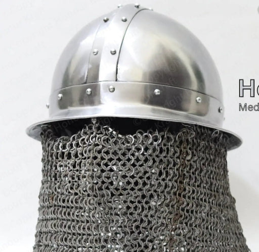 SCA helmet,
medieval armor,
historical reenactment helmet,
protective headgear,
knight helmet,
fantasy armor,
steel helmet,
cosplay helmet,
Viking helmet,
warrior headgear,
custom armor,
renaissance festival gear,
armored headpiece,
tournament helmet,
collectible armor piece,