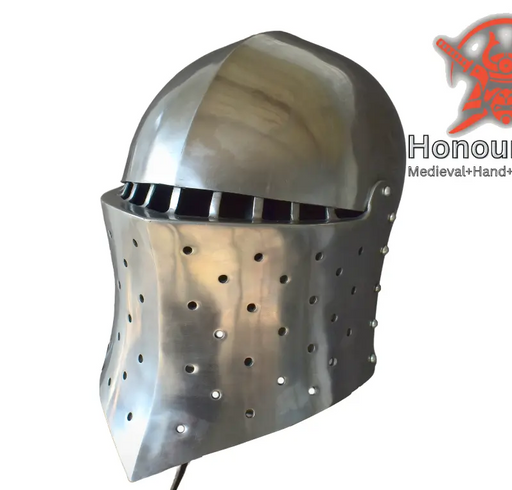 SCA heavy fighting samson helmet with full padding

ACL approved samson medieval armor helmet