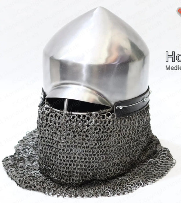 “European Kovalevka helmet with chainmail aventail – battle-ready HMB Buhurt combat helmet”