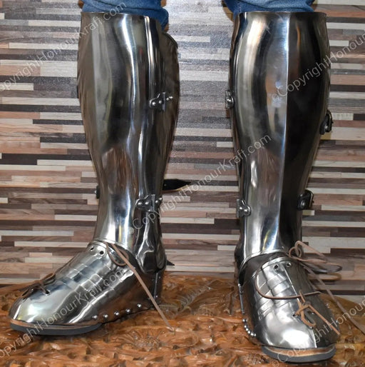medieval greaves sabaton armored combat,
