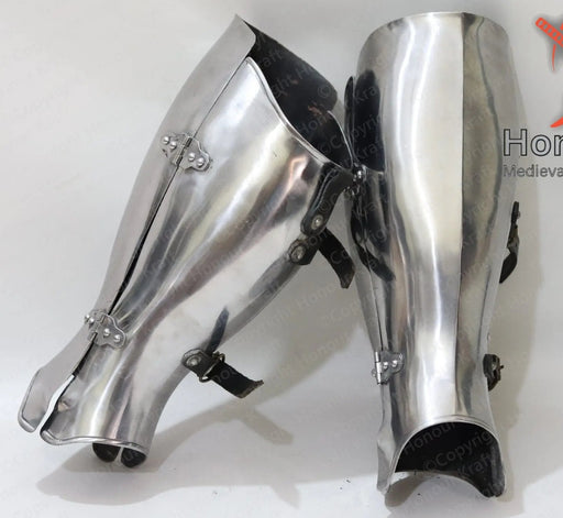 steel anatomical greave armor armored combat