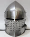 Perforated visor bascinet helmet for full contact armored combat